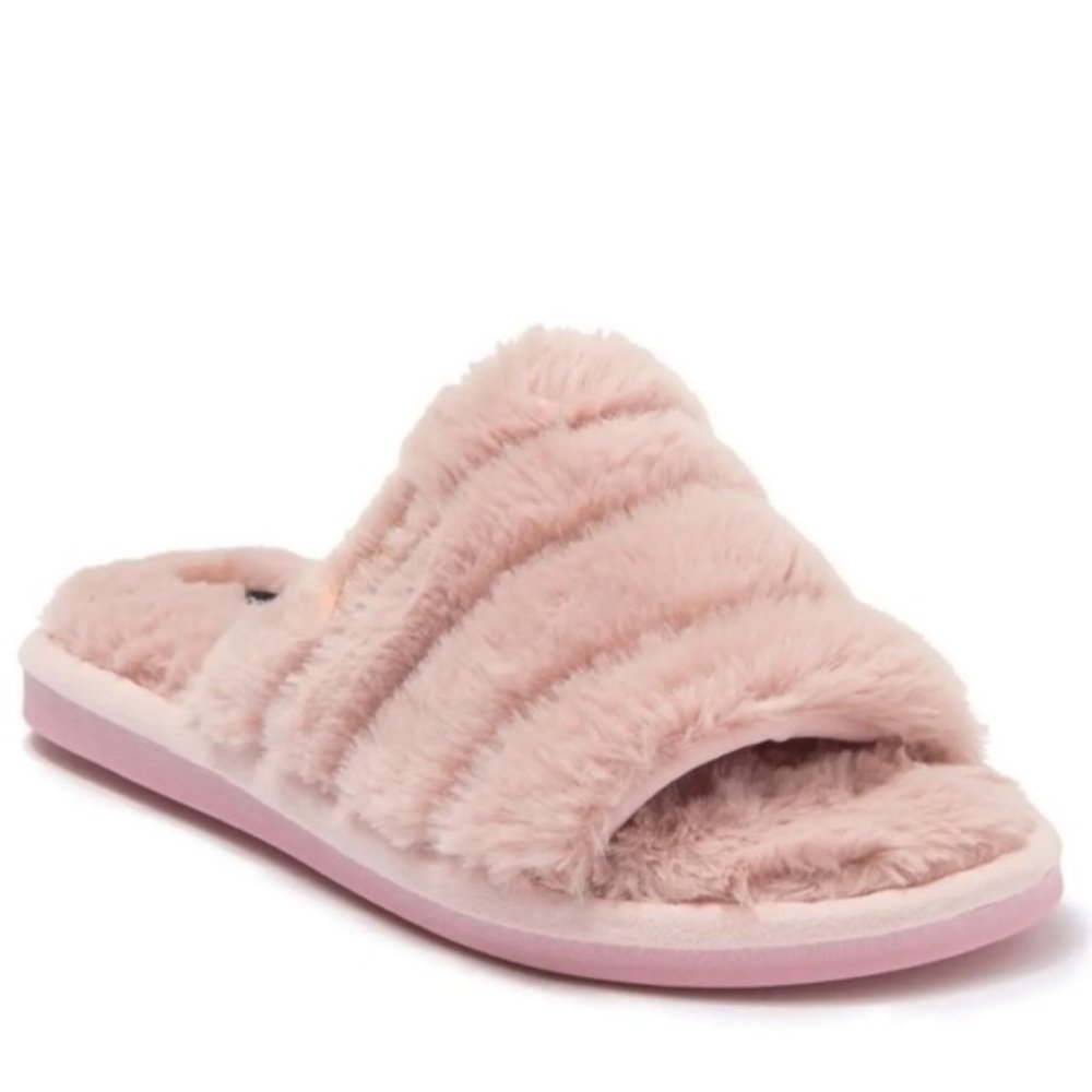 Bebe Sadia Faux Fur Slide Slipper Pink Size 9 NEW